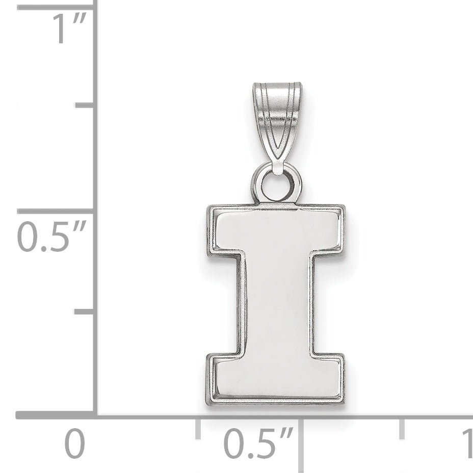 Sterling Silver Rhodium Plated Logoart University Of Illinois Letter I Small Pendant