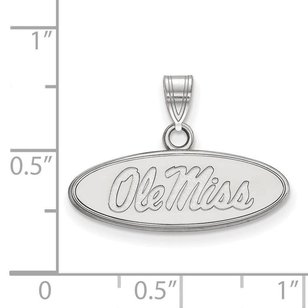 Sterling Silver Rhodium Plated Logoart University Of Mississippi Ole Miss Small Oval Pendant