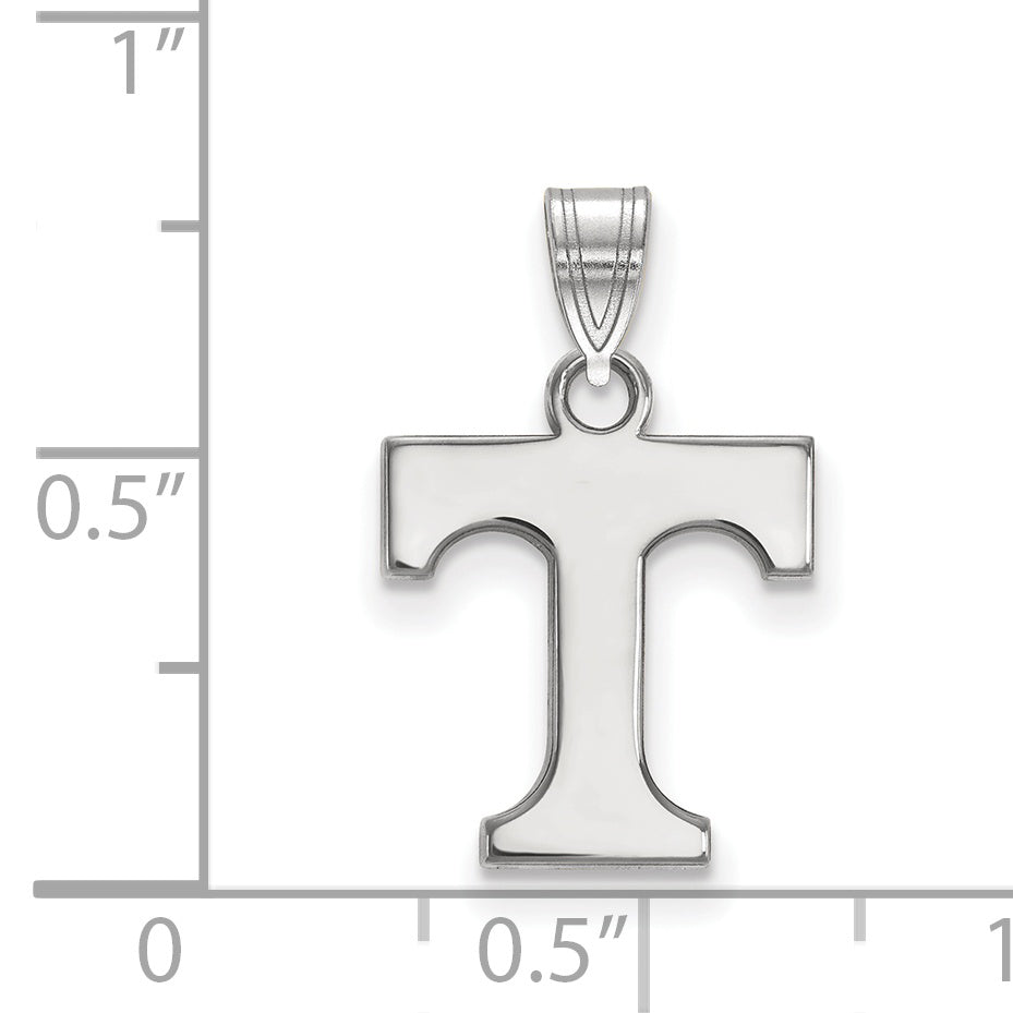 Sterling Silver Rhodium Plated Logoart University Of Tennessee Letter T Small Pendant
