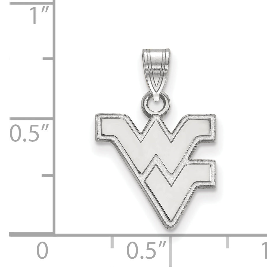 Sterling Silver Rhodium Plated Logoart West Virginia University W V Small Pendant