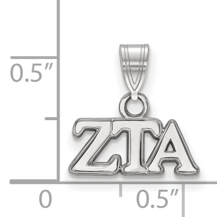 Sterling Silver Rhodium Plated Logoart Zeta Tau Alpha Sorority Greek Letters Small Pendant