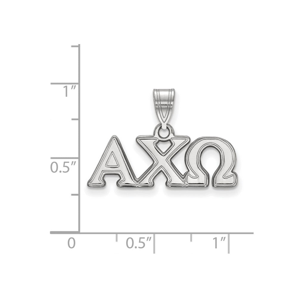 Sterling Silver Rhodium Plated Logoart Alpha Chi Omega Sorority Greek Letters Medium Pendant