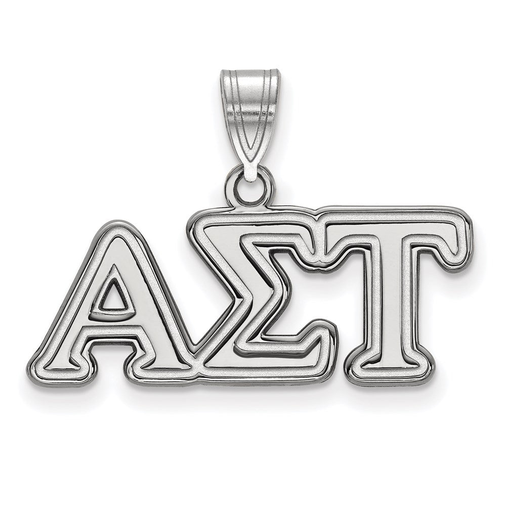 Sterling Silver Rhodium Plated Logoart Alpha Sigma Tau Sorority Greek Letters Medium Pendant