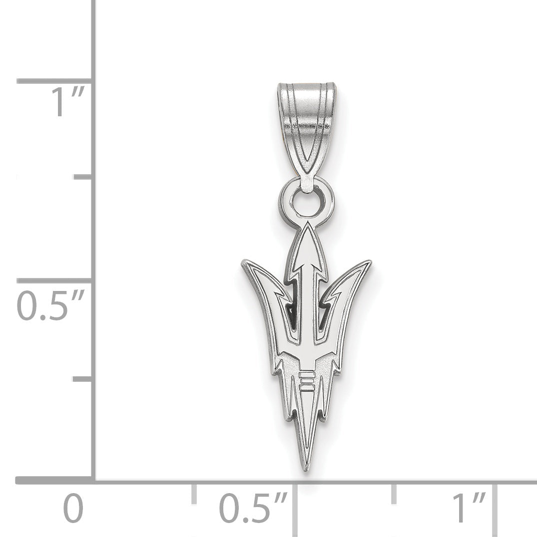 Sterling Silver Rhodium Plated Logoart Arizona State University Pitchfork Medium Pendant