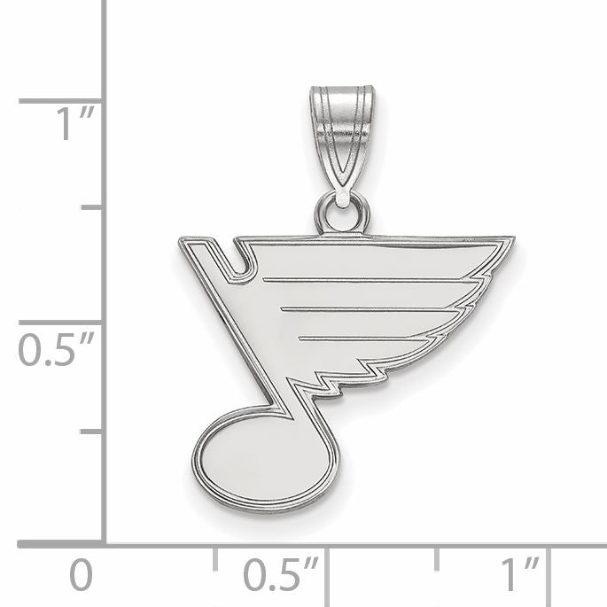 Sterling Silver Rhodium Plated Nhl Logoart St. Louis Blues Medium Pendant