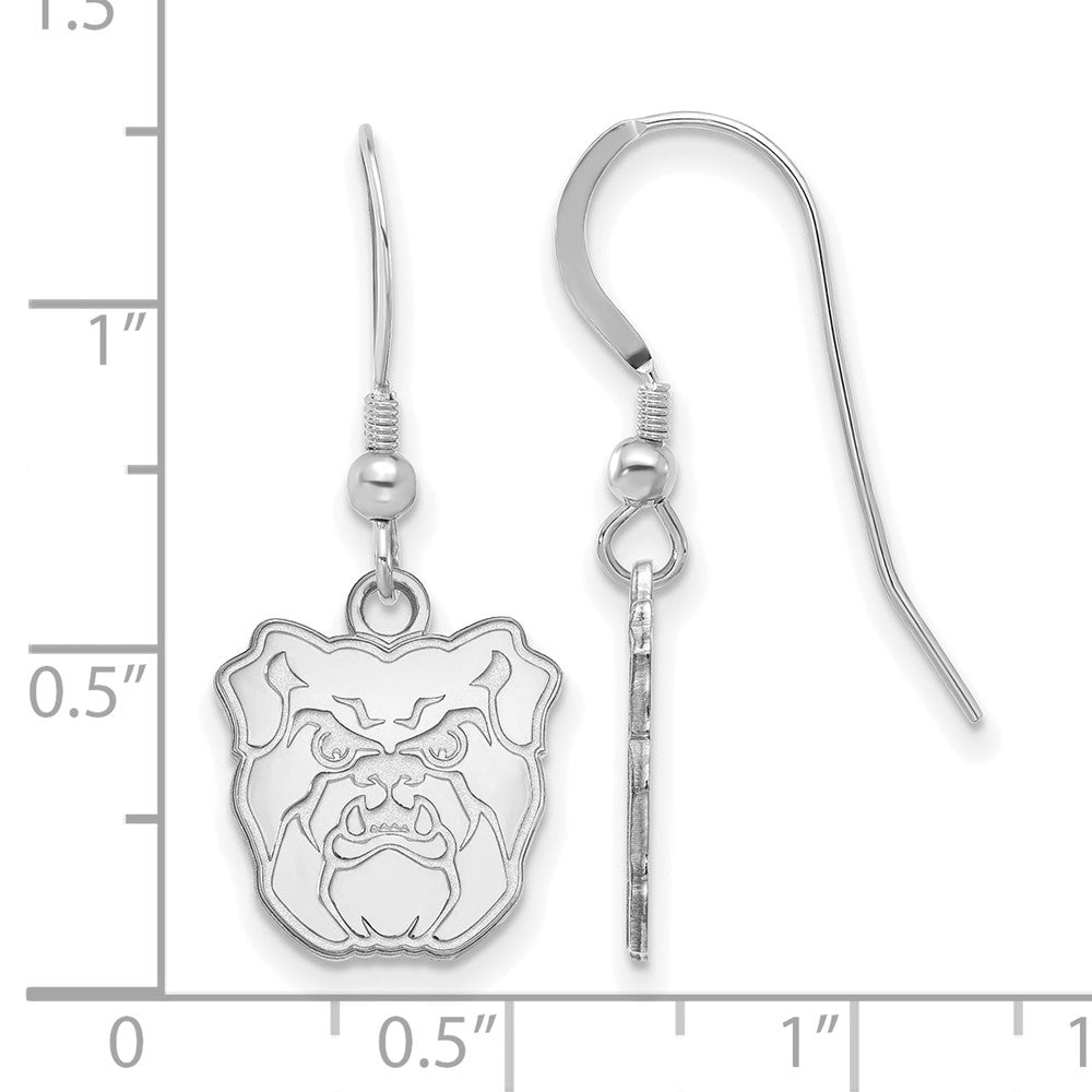 Sterling Silver Rhodium Plated Logoart Butler University Bulldog Small Dangle Wire Earrings