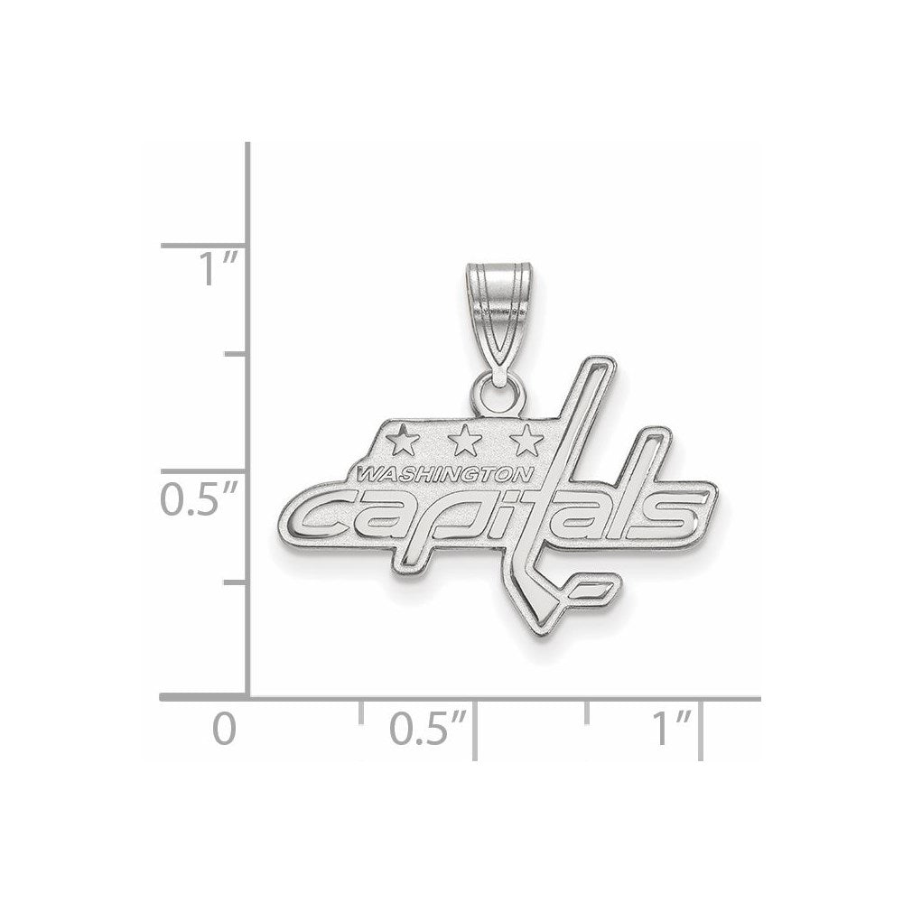 Sterling Silver Rhodium Plated Nhl Logoart Washington Capitals Medium Pendant
