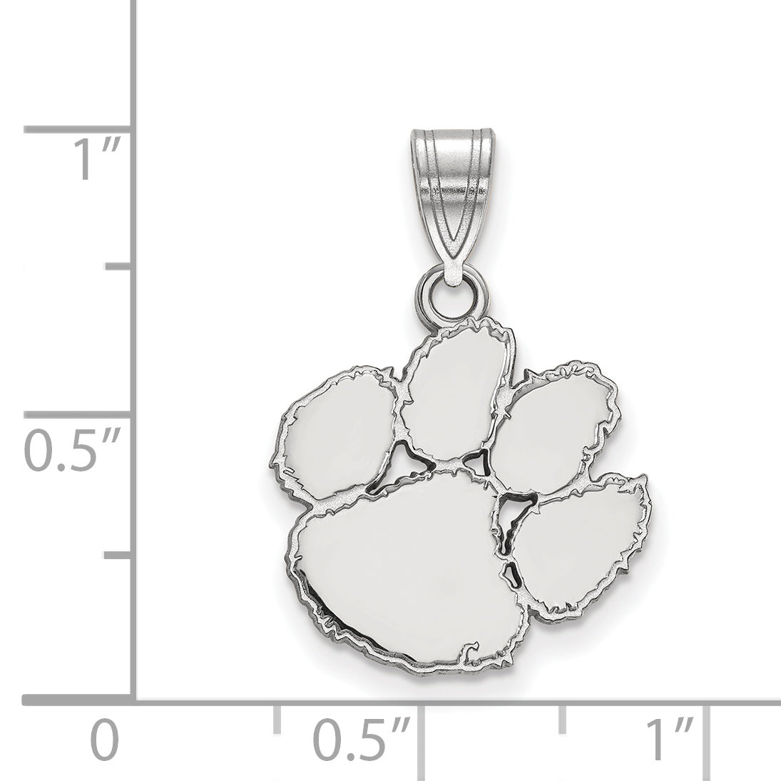 Sterling Silver Rhodium Plated Logoart Clemson University Tiger Paw Medium Pendant