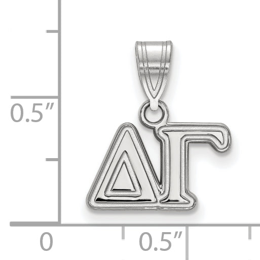 Sterling Silver Rhodium Plated Logoart Delta Gamma Sorority Greek Letters Medium Pendant