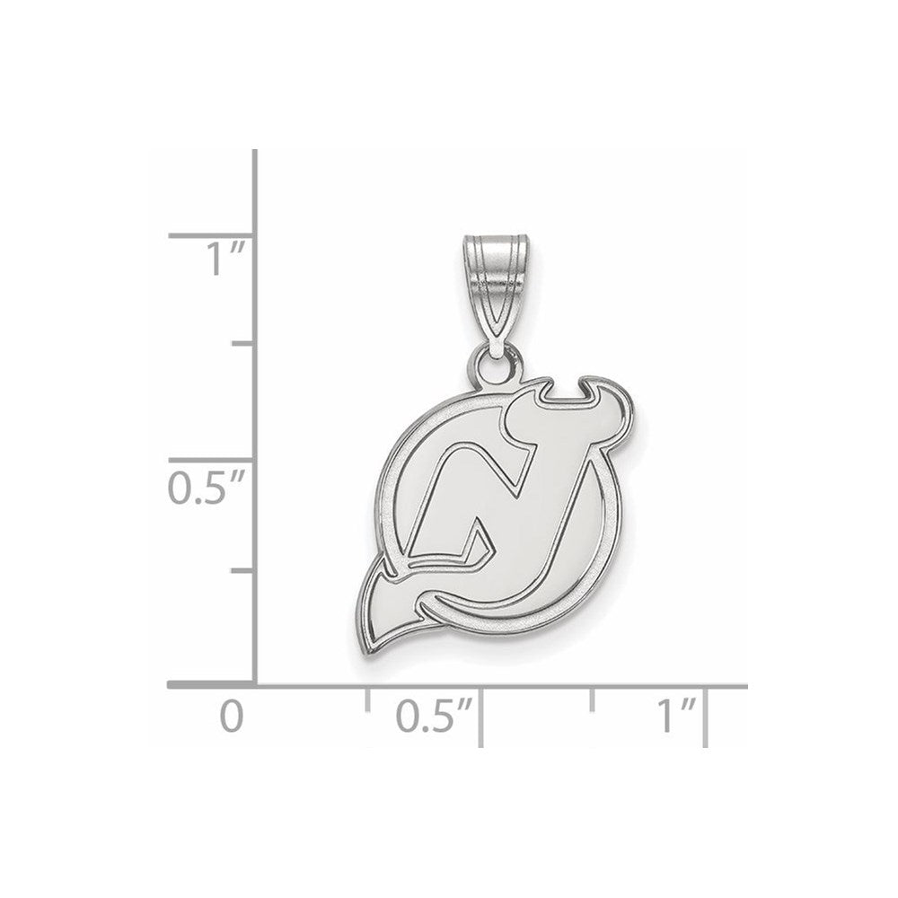 Sterling Silver Rhodium Plated Nhl Logoart New Jersey Devils Medium Pendant
