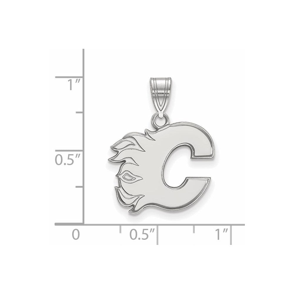 14K White Gold Nhl Logoart Calgary Flames Letter C Medium Pendant