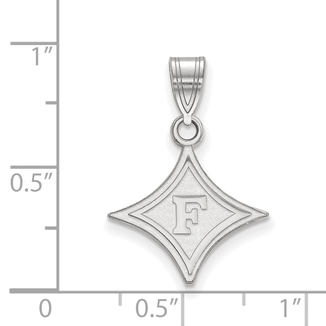Sterling Silver Rhodium Plated Logoart Furman University Medium Pendant