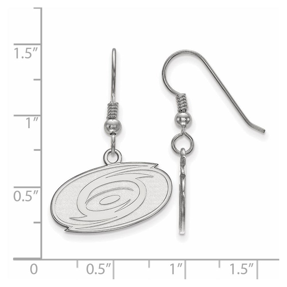 Sterling Silver Rhodium Plated Nhl Logoart Carolina Hurricanes Small Dangle Earrings