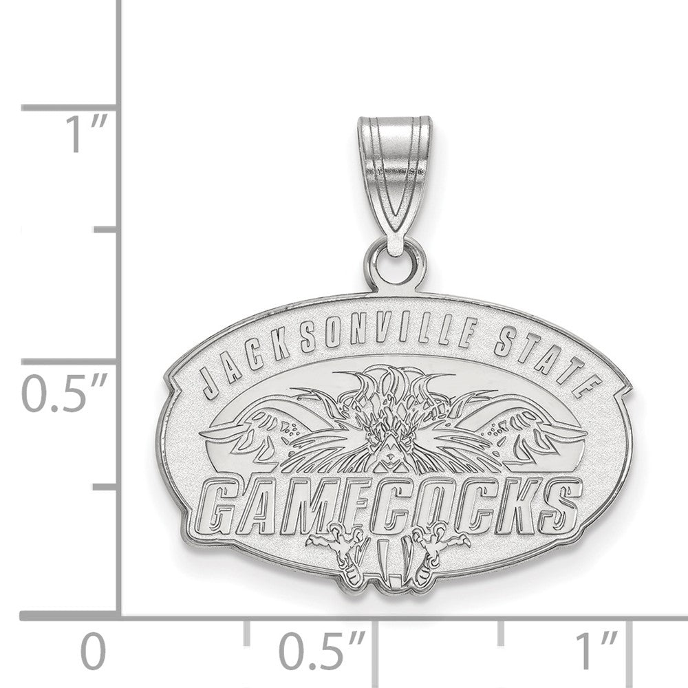 Sterling Silver Rhodium Plated Logoart Jacksonville State University Medium Pendant