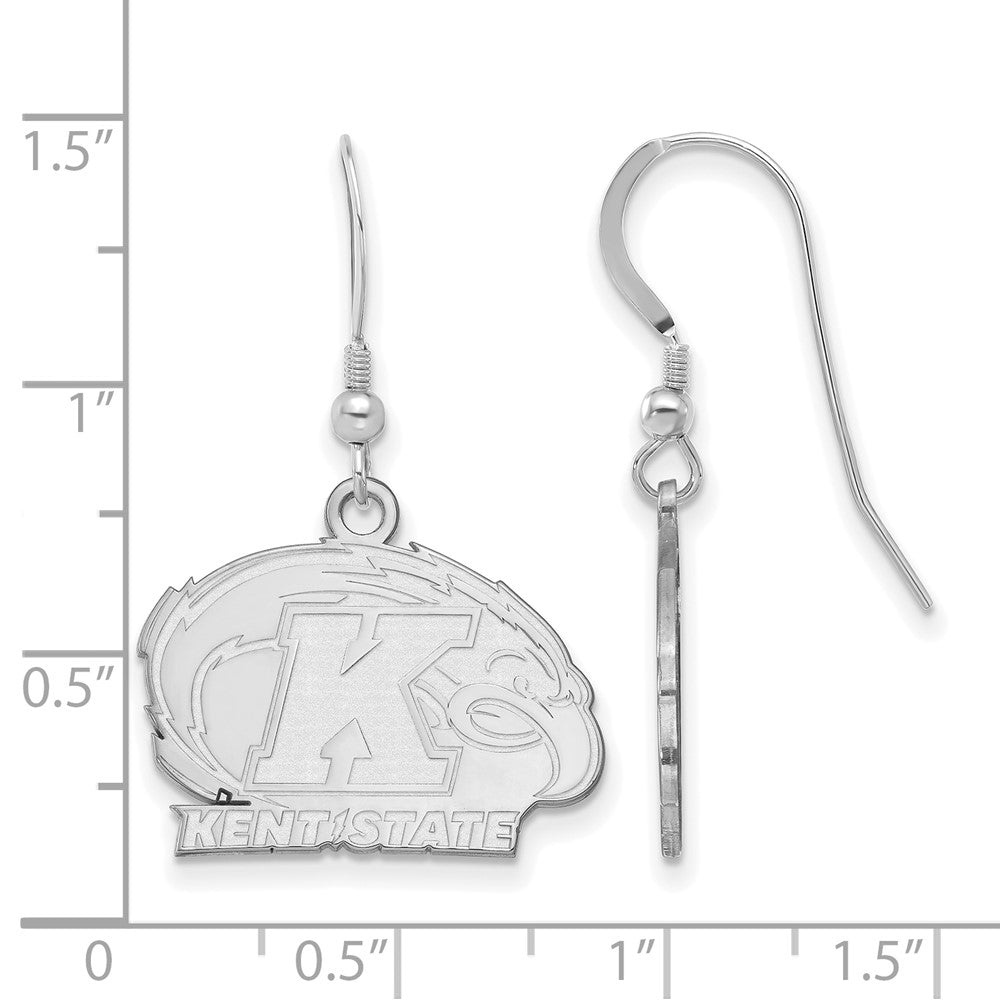 Sterling Silver Rhodium Plated Logoart Kent State University Small Dangle Wire Earrings