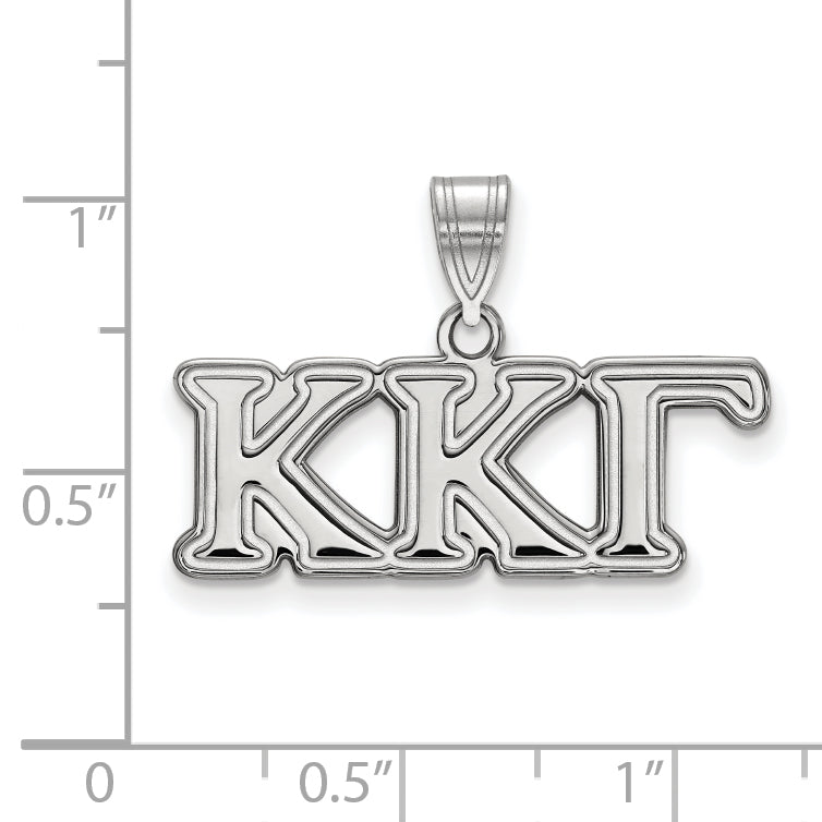 Sterling Silver Rhodium Plated Logoart Kappa Gamma Sorority Greek Letters Medium Pendant
