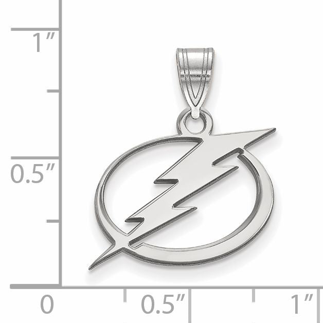 Sterling Silver Rhodium Plated Nhl Logoart Tampa Bay Lightning Medium Pendant
