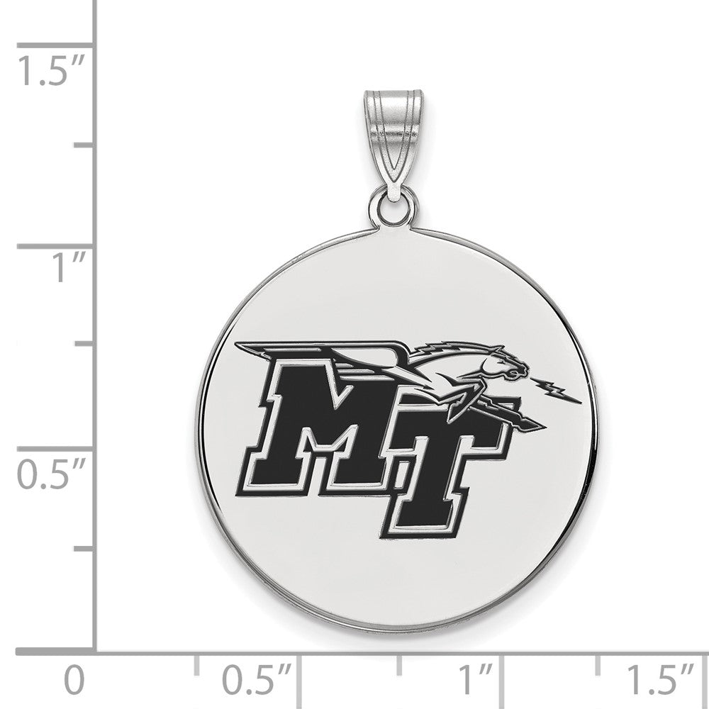 Sterling Silver Rhodium Plated Logoart Middle Tennessee State University M T Extra Large Enameled Disc Pendant