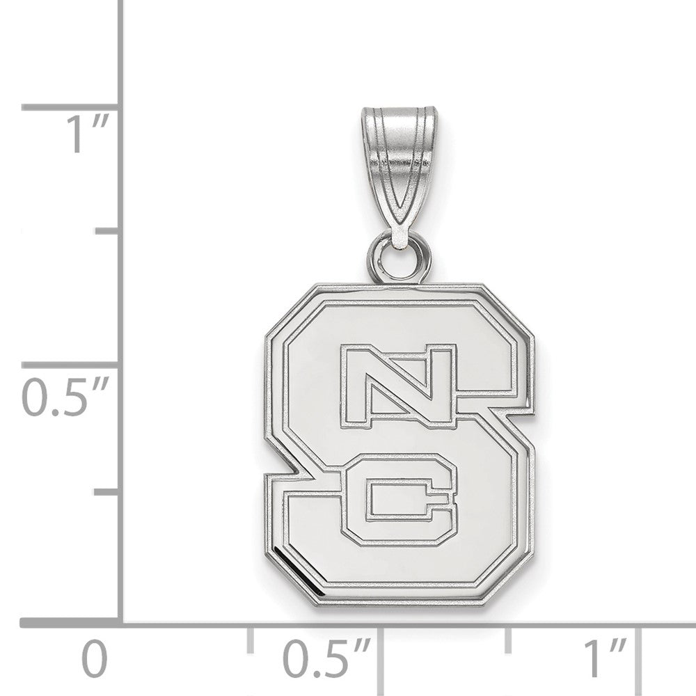 Sterling Silver Rhodium Plated Logoart North Carolina State University N C S Medium Pendant
