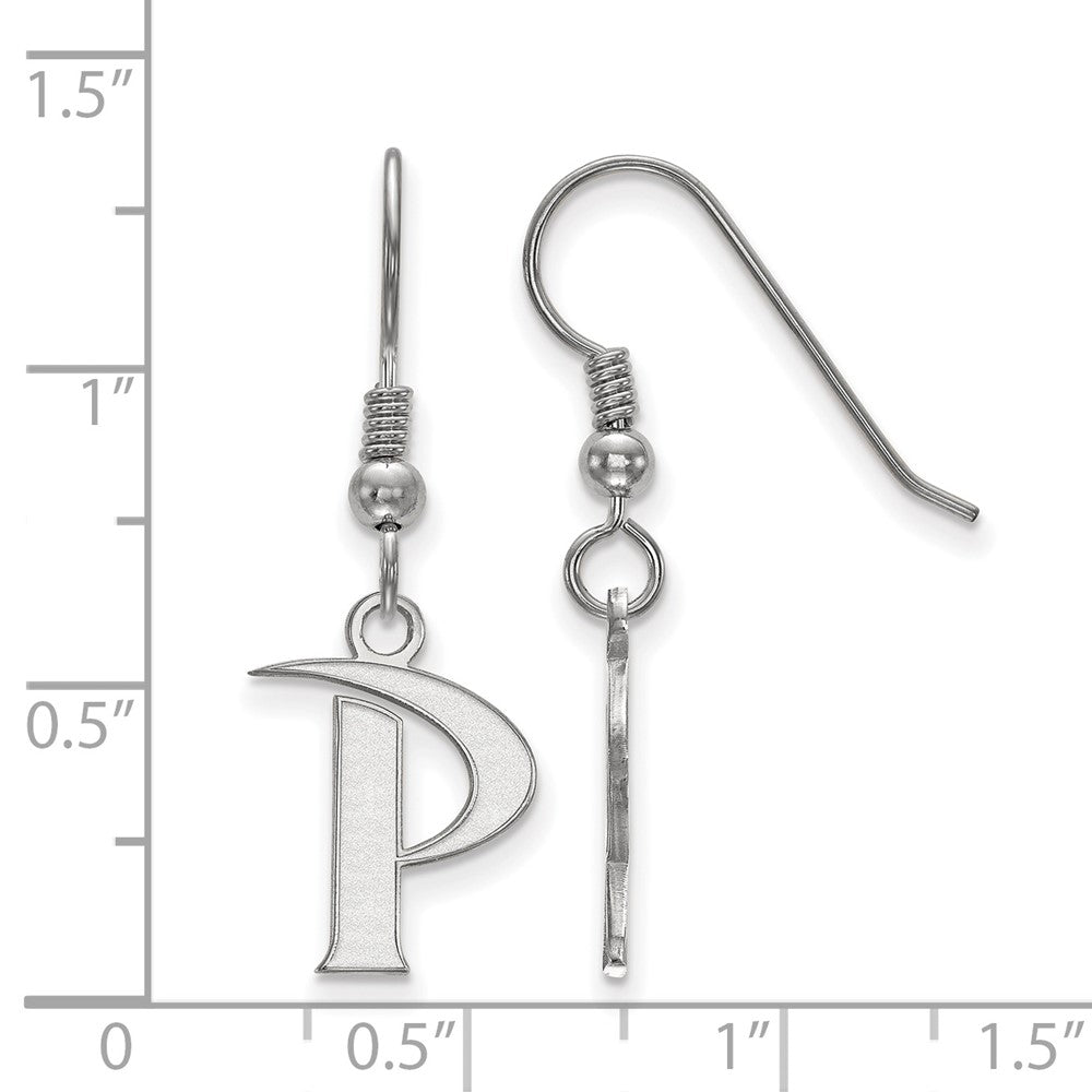 Sterling Silver Rhodium Plated Logoart Pepperdine University Letter P Small Dangle Wire Earrings