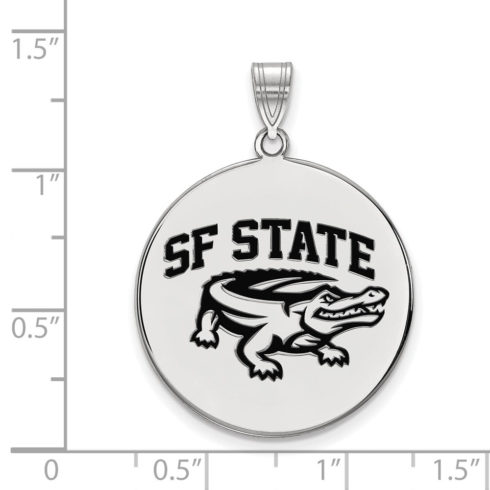 Sterling Silver Rhodium Plated Logoart San Francisco State University Extra Large Enameled Disc Pendant