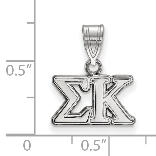 Sterling Silver Rhodium Plated Logoart Sigma Kappa Sorority Greek Letters Medium Pendant