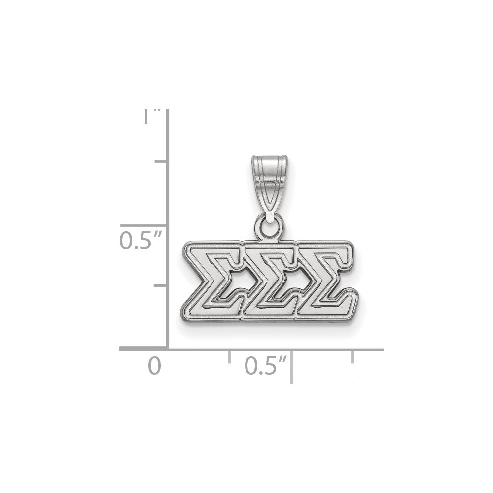 Sterling Silver Rhodium Plated Logoart Sigma Sorority Greek Letters Medium Pendant
