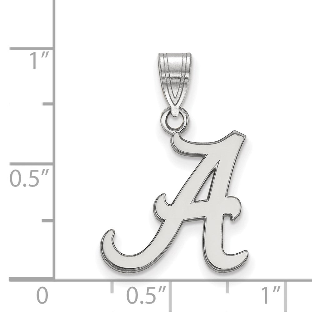 Sterling Silver Rhodium Plated Logoart University Of Alabama Letter A Medium Pendant