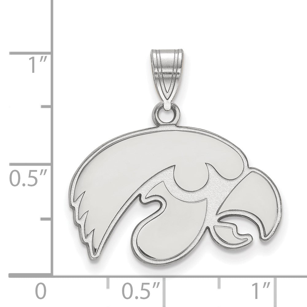 Sterling Silver Rhodium Plated Logoart University Of Iowa Hawk Medium Pendant