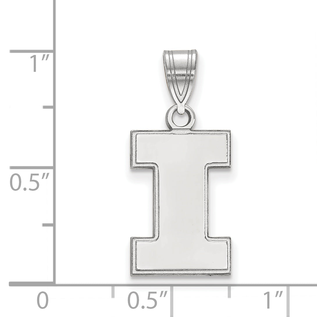 Sterling Silver Rhodium Plated Logoart University Of Illinois Letter I Medium Pendant