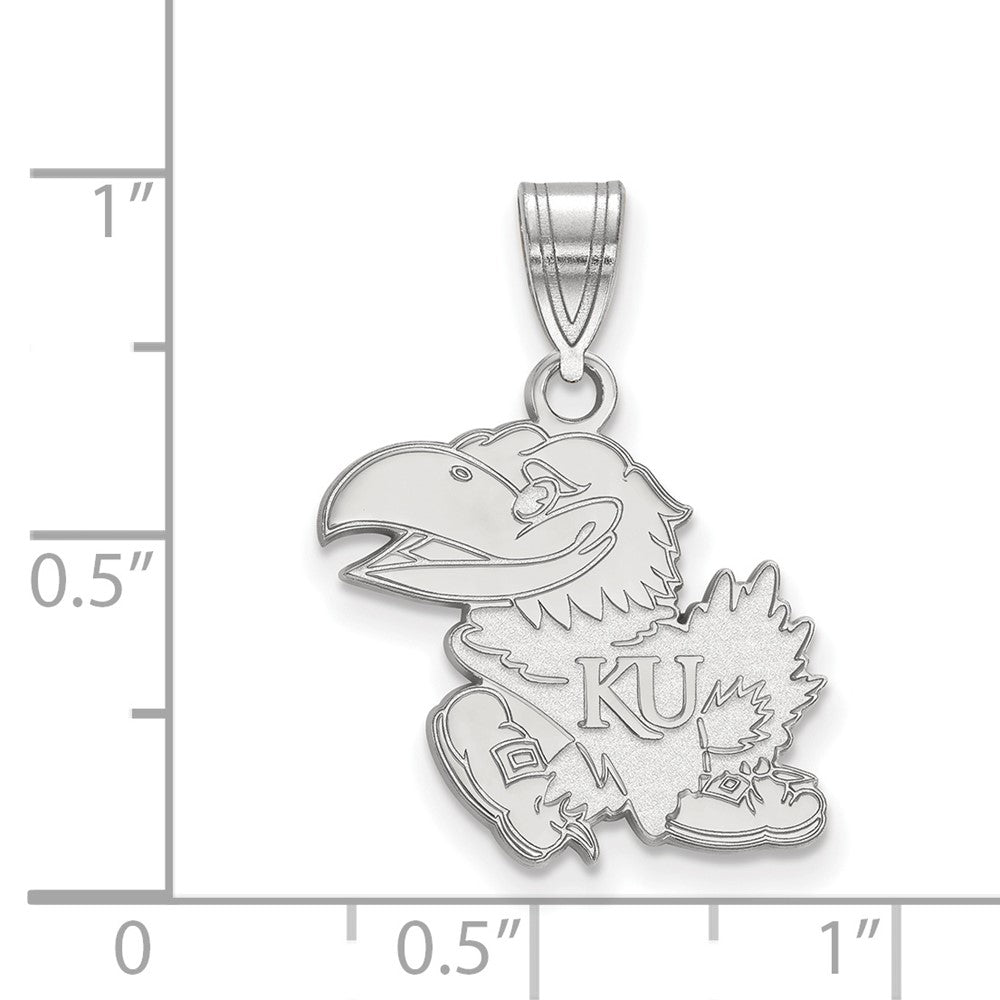 10K White Gold Logoart University Of Kansas Jayhawk Medium Pendant