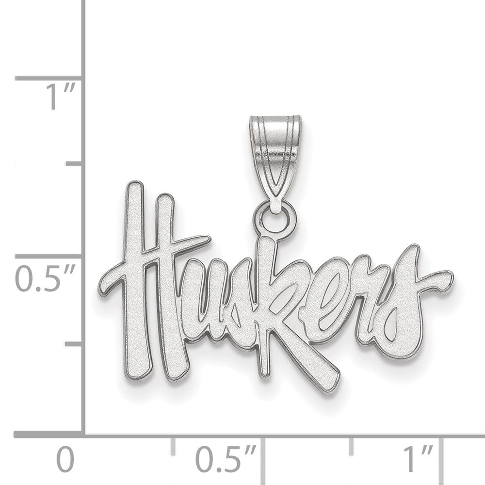 14K White Gold Logoart University Of Nebraska Huskers Medium Pendant