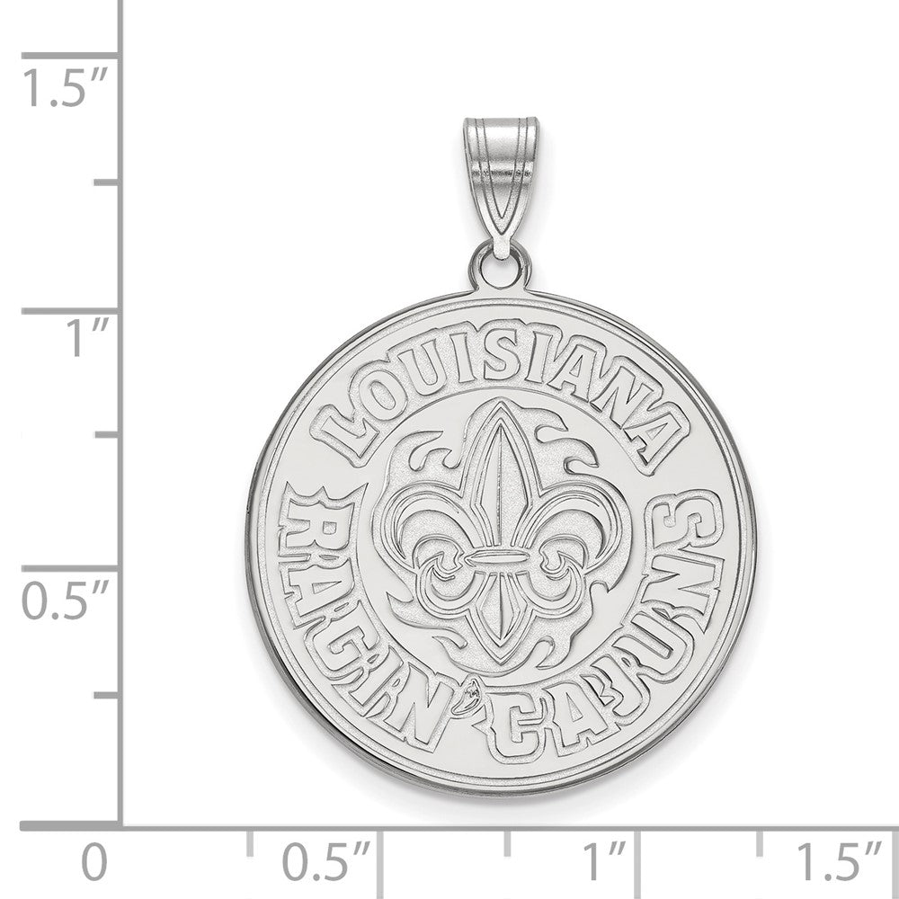 Sterling Silver Rhodium Plated Logoart University Of Louisiana At Lafayette Extra Large Pendant