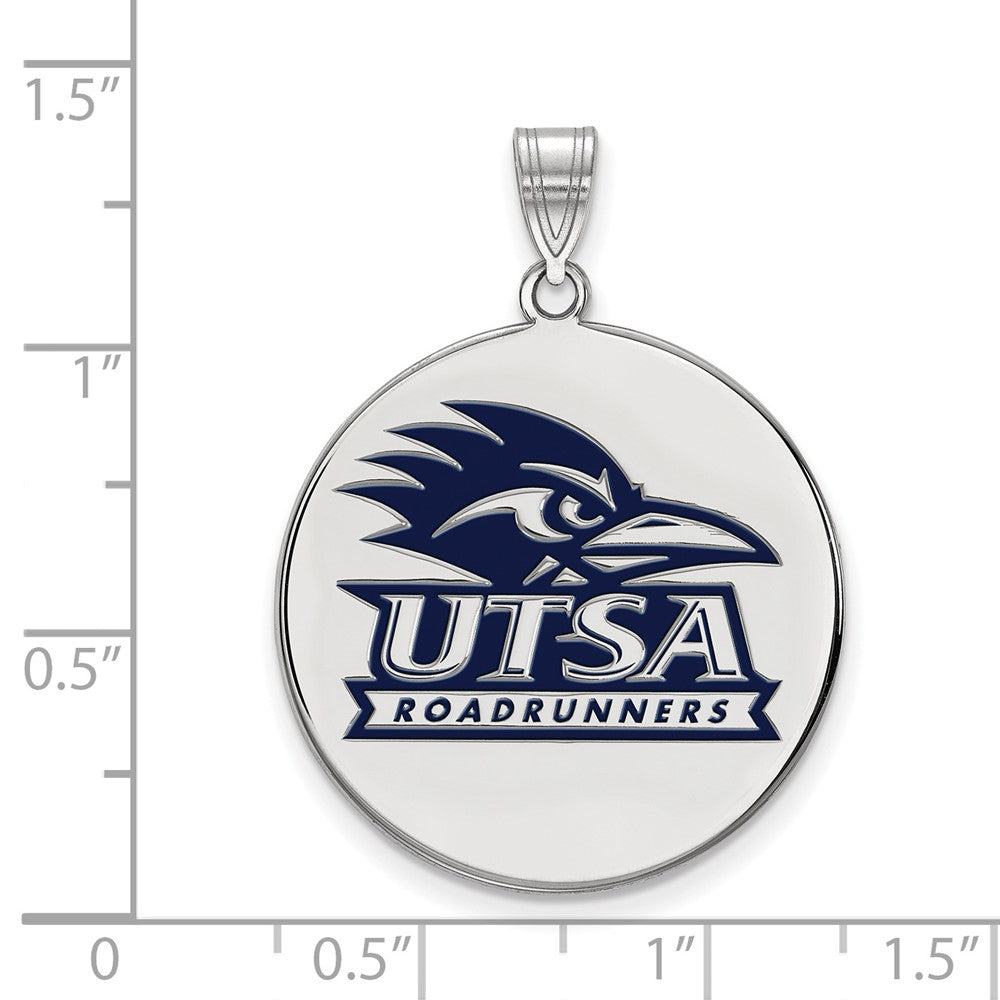 Sterling Silver Rhodium Plated Logoart University Of Texas At San Antonio Extra Large Enameled Disc Pendant