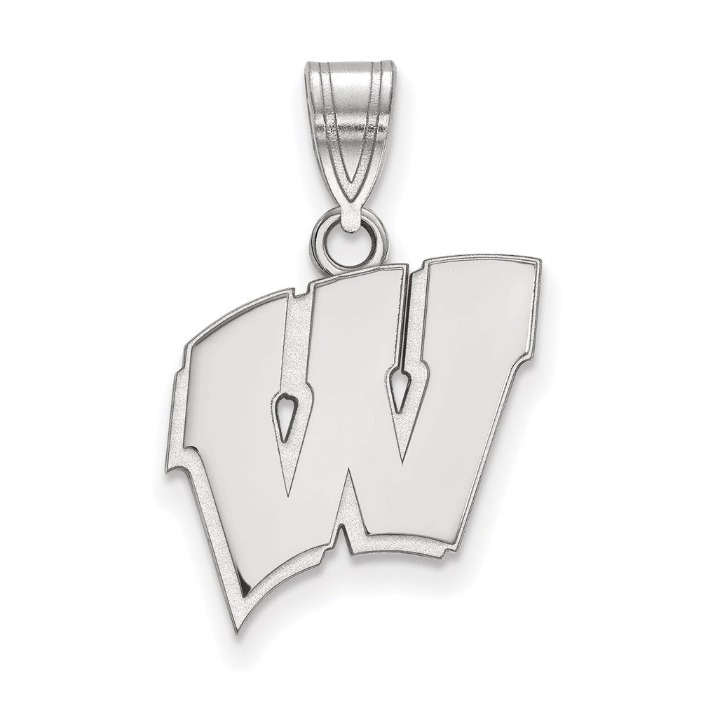10K White Gold Logoart University Of Wisconsin Letter W Medium Pendant