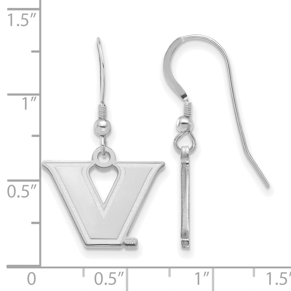Sterling Silver S. Rh Plated Logoart Vanderbilt University Small Dangle Earrings