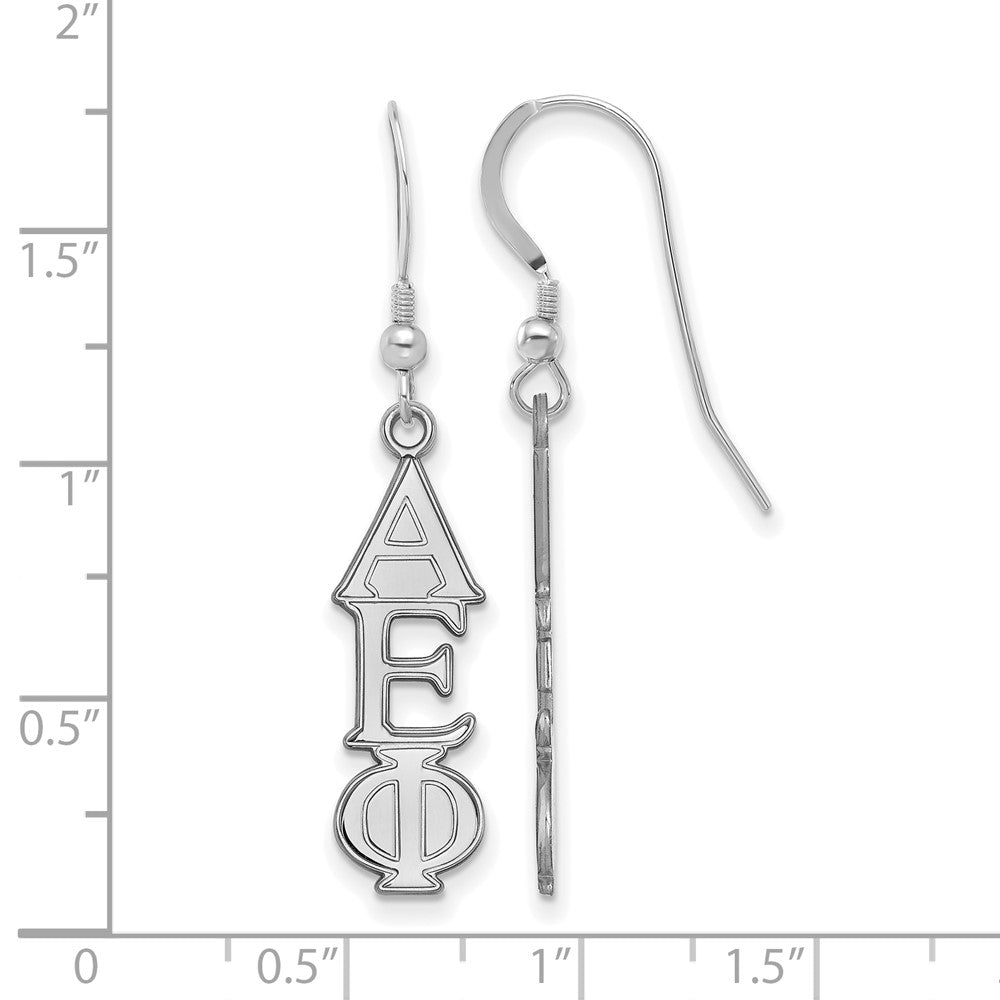 Sterling Silver Rhodium Plated Logoart Alpha Epsilon Phi Sorority Greek Letters Medium Dangle Earrings