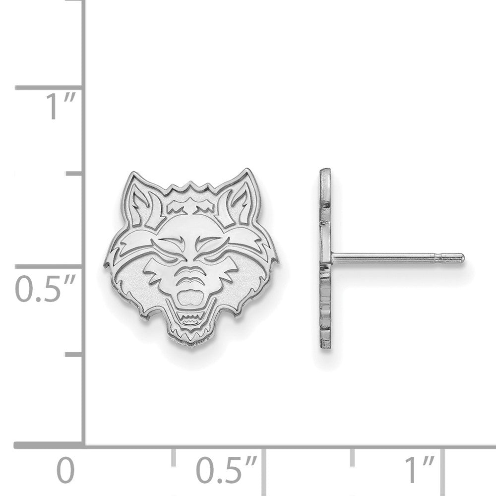 14K White Gold Logoart Arkansas State University Wolf Small Post Earrings