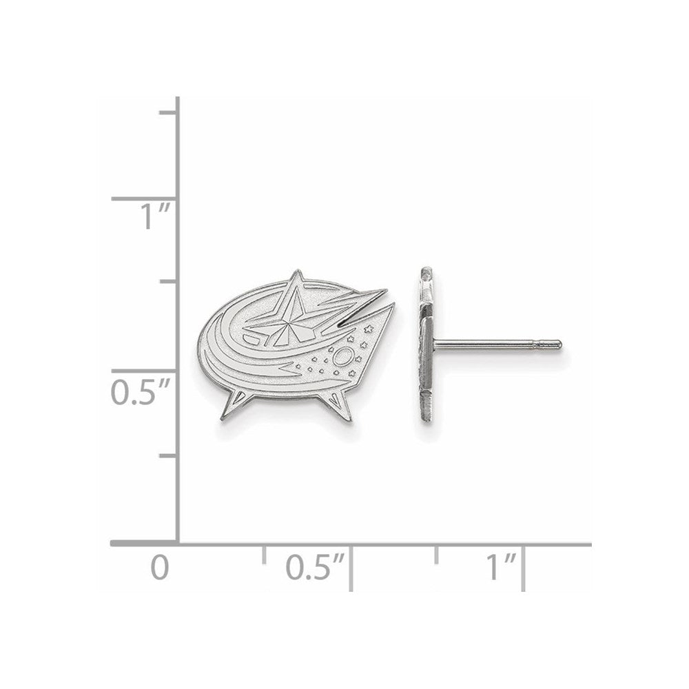 14K White Gold Nhl Logoart Columbus Blue Jackets Small Post Earrings