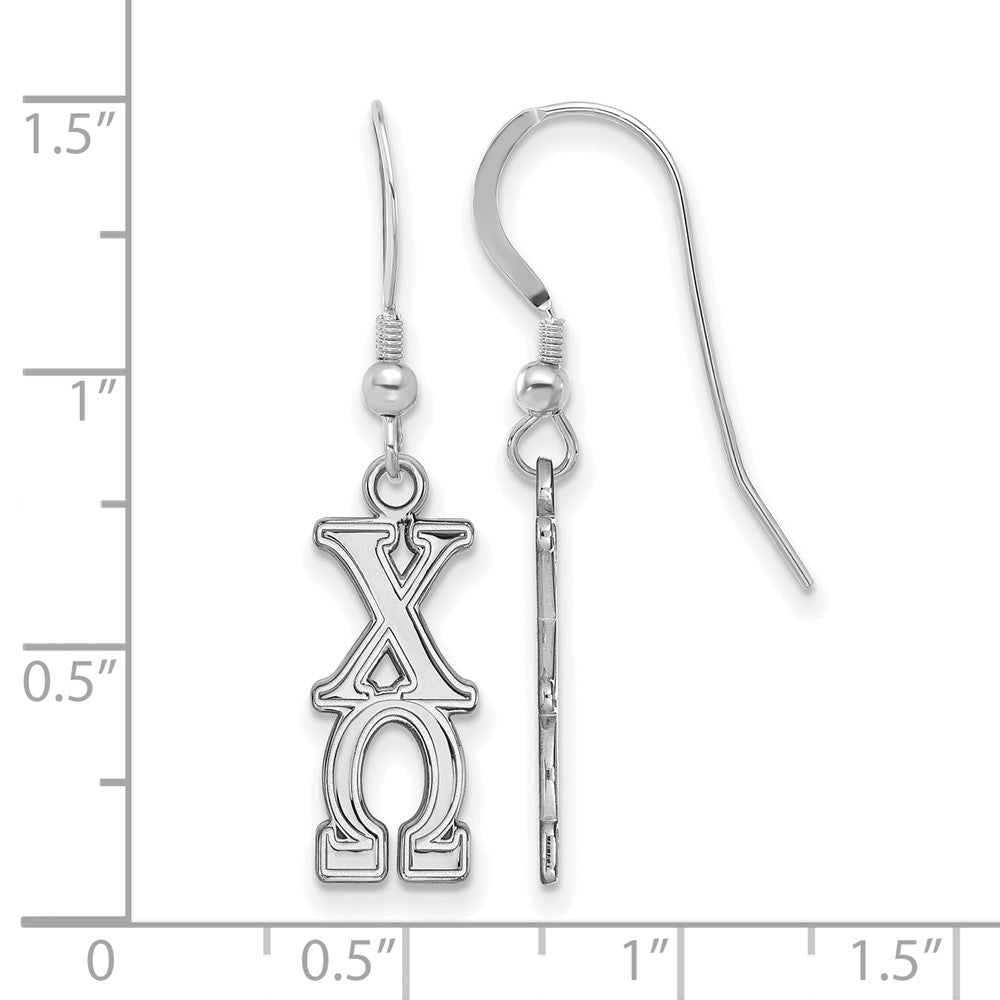 Sterling Silver Rhodium Plated Logoart Chi Omega Sorority Greek Letters Medium Dangle Earrings