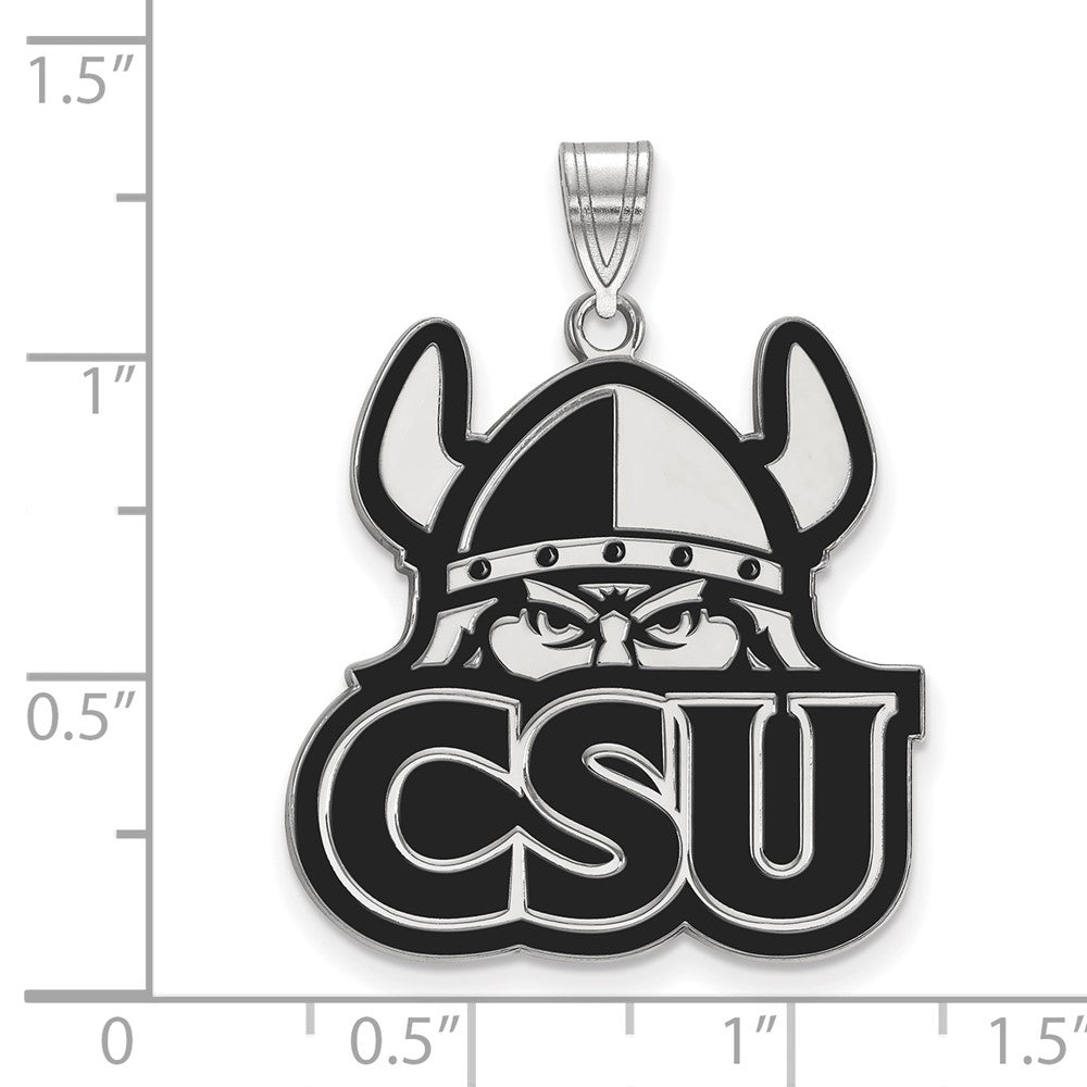 Sterling Silver Rhodium Plated Logoart Cleveland State University Extra Large Enameled Pendant