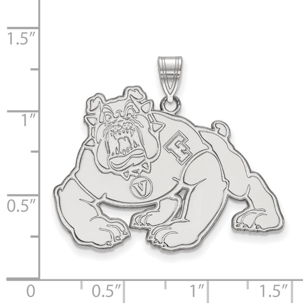 14K White Gold Logoart California State University Fresno Bulldog Extra Large Pendant