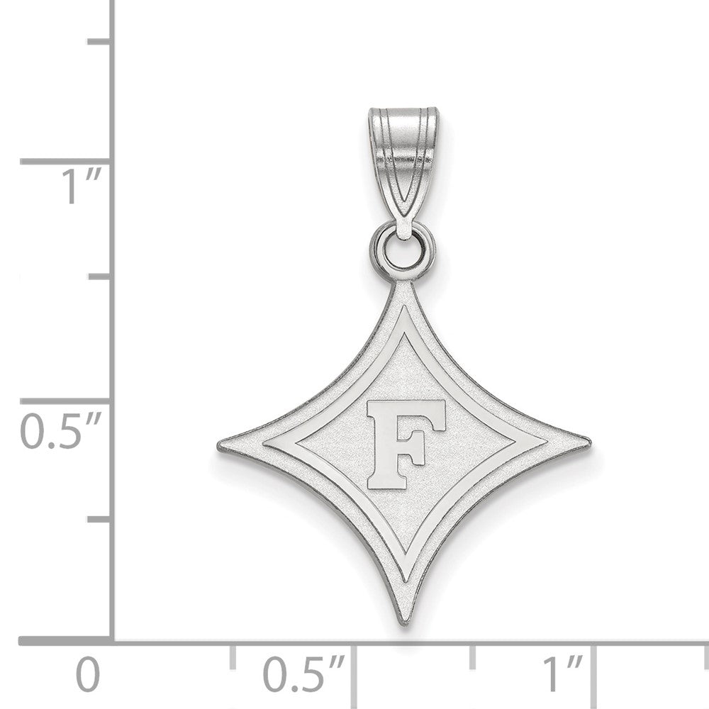 Sterling Silver Rhodium Plated Logoart Furman University Large Pendant