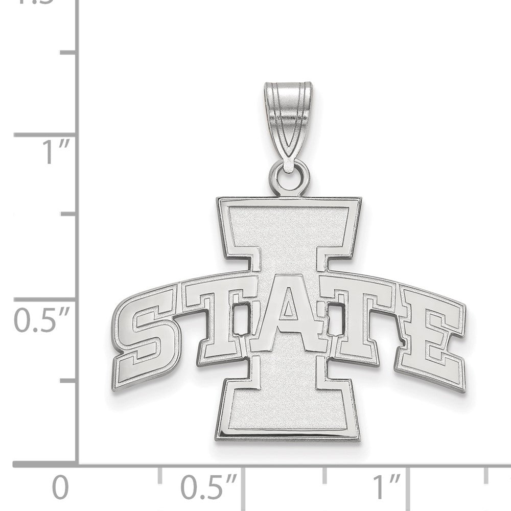 Sterling Silver Rhodium Plated Logoart Iowa State University Large Pendant