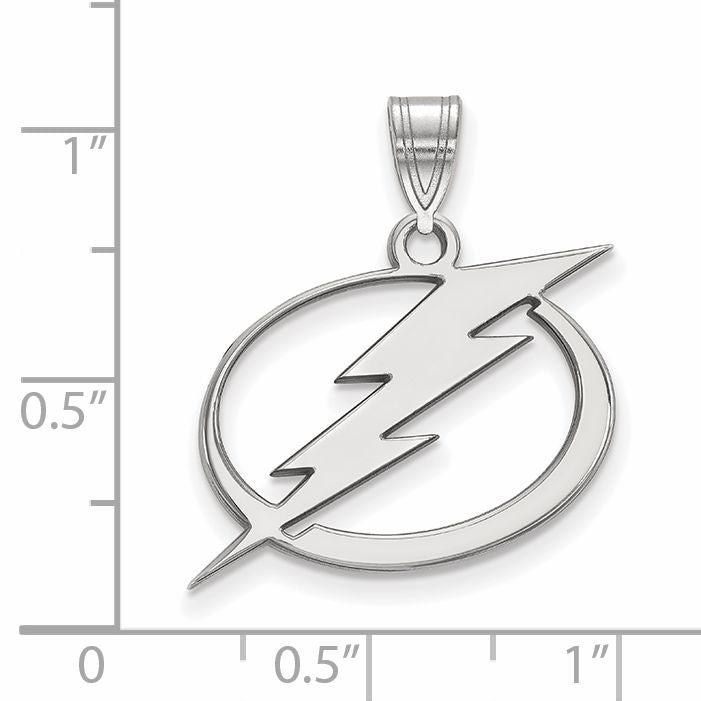 Sterling Silver Rhodium Plated Nhl Logoart Tampa Bay Lightning Large Pendant