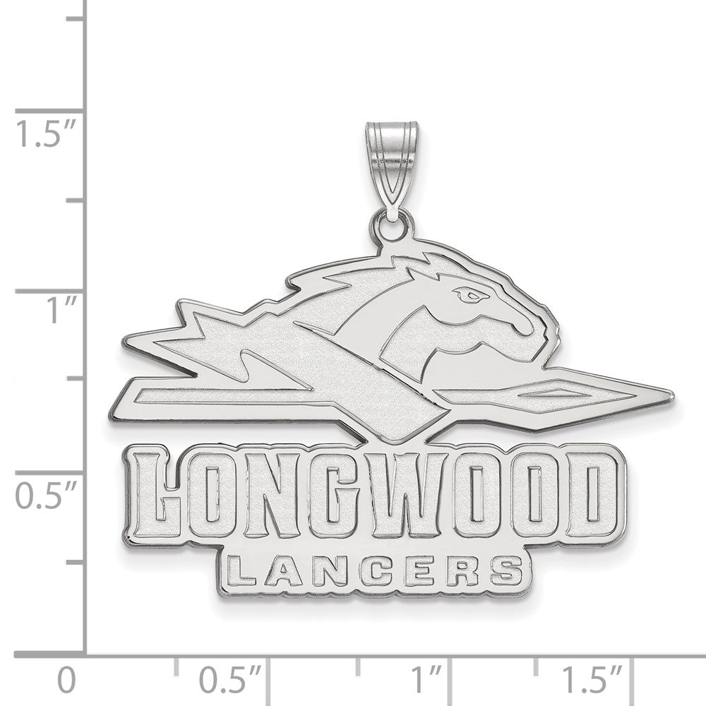 Sterling Silver Rhodium Plated Logoart Longwood University Lancers Extra Large Pendant