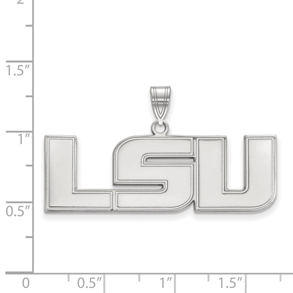 10K White Gold Logoart Louisiana State University L S U Large Pendant