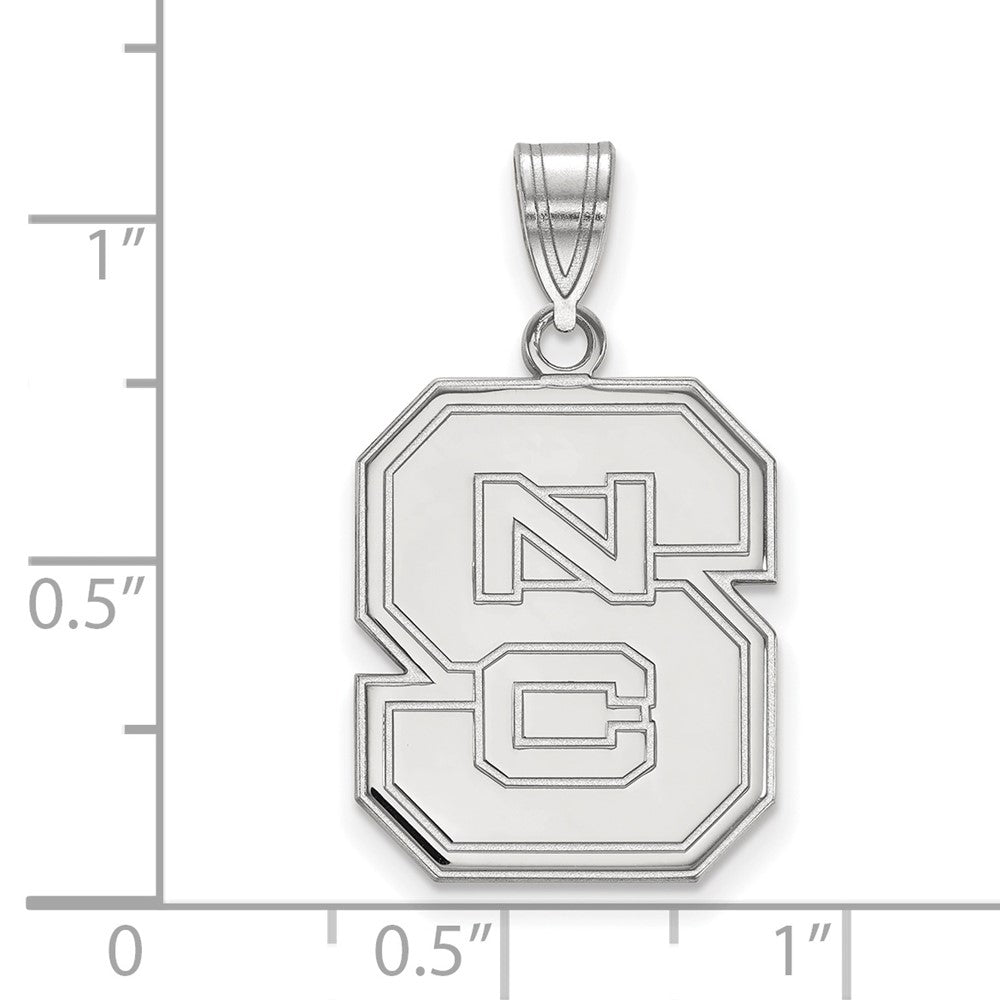 14K White Gold Logoart North Carolina State University N C S Large Pendant