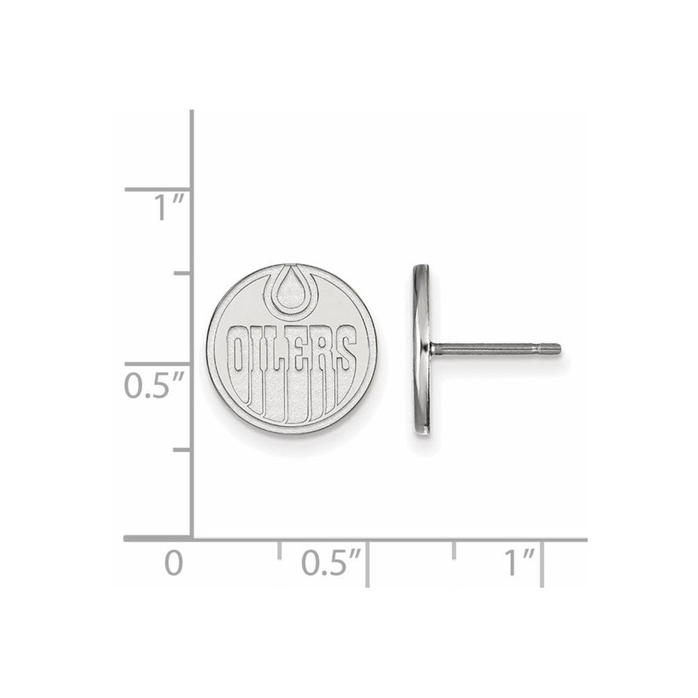 10K White Gold Nhl Logoart Edmonton Oilers Small Post Earrings