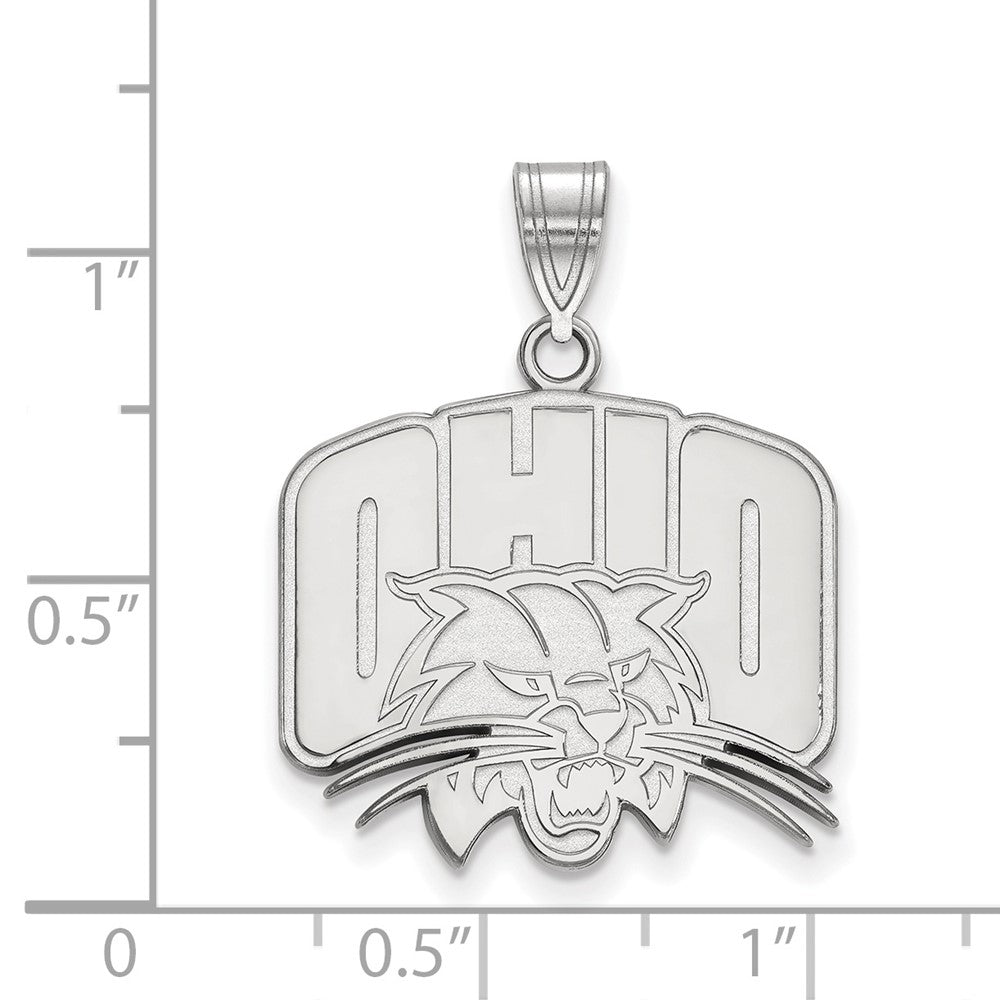 Sterling Silver Rhodium Plated Logoart Ohio University Large Pendant